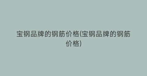 宝钢品牌的钢筋价格(宝钢品牌的钢筋价格)
