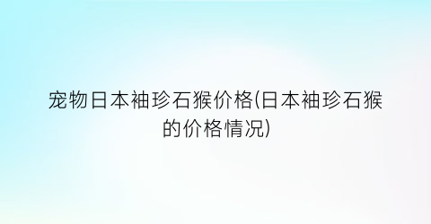 宠物日本袖珍石猴价格(日本袖珍石猴的价格情况)
