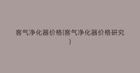 客气净化器价格(客气净化器价格研究)