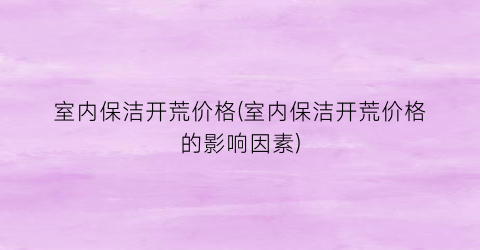 室内保洁开荒价格(室内保洁开荒价格的影响因素)