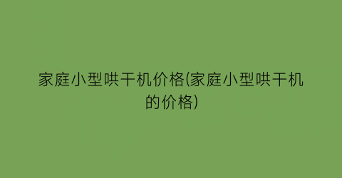 “家庭小型哄干机价格(家庭小型哄干机的价格)
