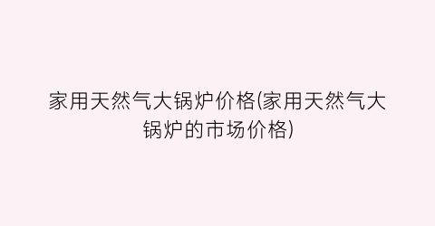 家用天然气大锅炉价格(家用天然气大锅炉的市场价格)