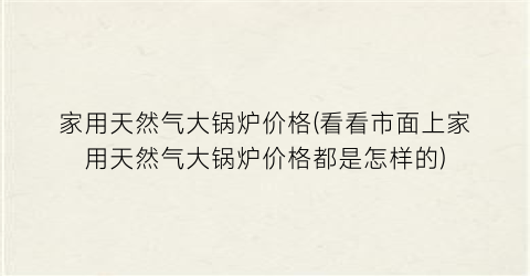 家用天然气大锅炉价格(看看市面上家用天然气大锅炉价格都是怎样的)