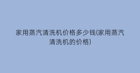 家用蒸汽清洗机价格多少钱(家用蒸汽清洗机的价格)
