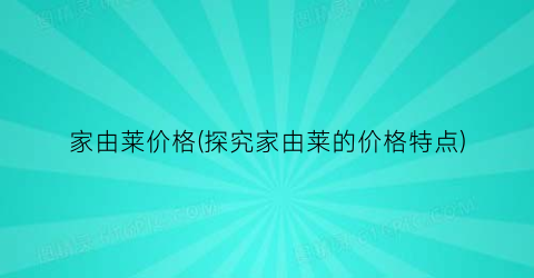 家由莱价格(探究家由莱的价格特点)