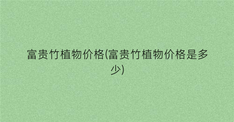 富贵竹植物价格(富贵竹植物价格是多少)