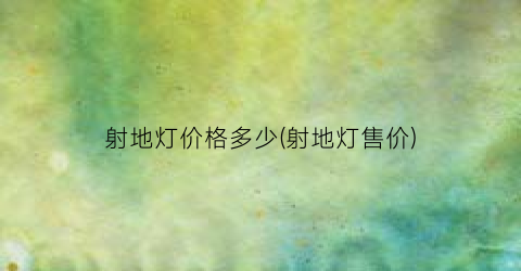 射地灯价格多少(射地灯售价)