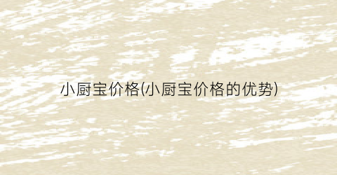 小厨宝价格(小厨宝价格的优势)