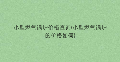 小型燃气锅炉价格查询(小型燃气锅炉的价格如何)