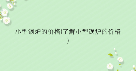 “小型锅炉的价格(了解小型锅炉的价格)