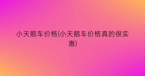 “小天鹅车价格(小天鹅车价格真的很实惠)