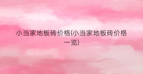 小当家地板砖价格(小当家地板砖价格一览)