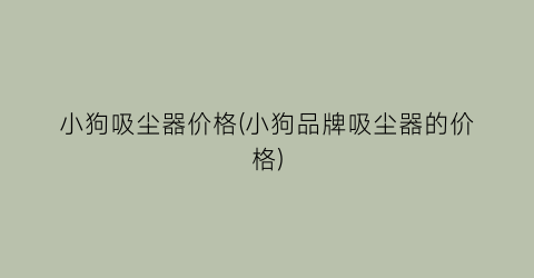 小狗吸尘器价格(小狗品牌吸尘器的价格)