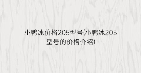 小鸭冰价格205型号(小鸭冰205型号的价格介绍)