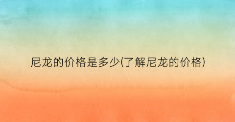 尼龙的价格是多少(了解尼龙的价格)