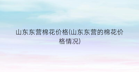 山东东营棉花价格(山东东营的棉花价格情况)