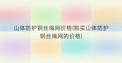 山体防护钢丝绳网价格(购买山体防护钢丝绳网的价格)