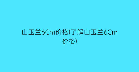 山玉兰6Cm价格(了解山玉兰6Cm价格)