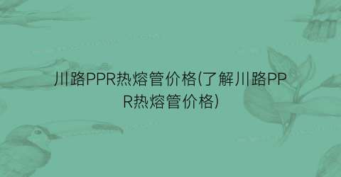 “川路PPR热熔管价格(了解川路PPR热熔管价格)
