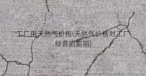 工厂用天然气价格(天然气价格对工厂经营的影响)