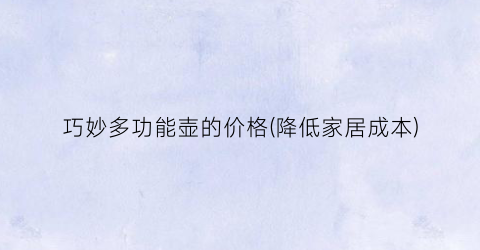 巧妙多功能壶的价格(降低家居成本)