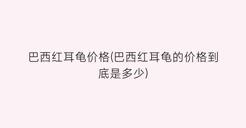 巴西红耳龟价格(巴西红耳龟的价格到底是多少)