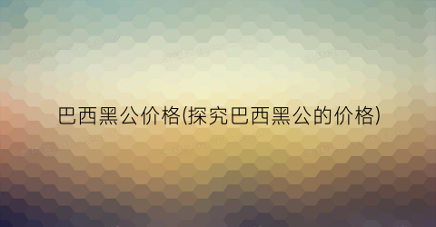 巴西黑公价格(探究巴西黑公的价格)