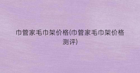 巾管家毛巾架价格(巾管家毛巾架价格测评)