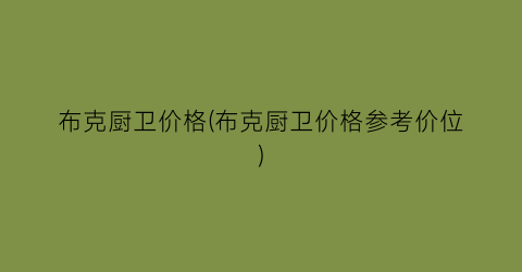 布克厨卫价格(布克厨卫价格参考价位)