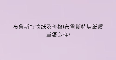布鲁斯特墙纸及价格(布鲁斯特墙纸质量怎么样)