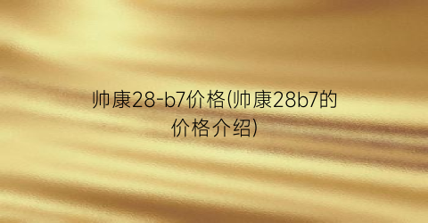 帅康28-b7价格(帅康28b7的价格介绍)