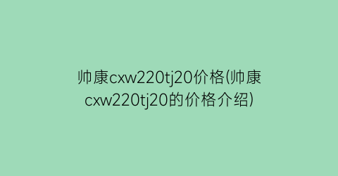 帅康cxw220tj20价格(帅康cxw220tj20的价格介绍)