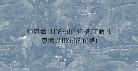 帅康燃具118-b1的价格(了解帅康燃具118b1的价格)