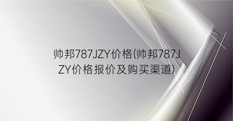 帅邦787JZY价格(帅邦787JZY价格报价及购买渠道)