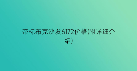 帝标布克沙发6172价格(附详细介绍)