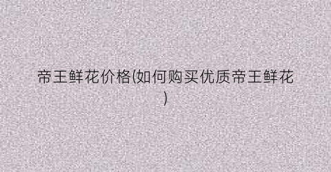 帝王鲜花价格(如何购买优质帝王鲜花)