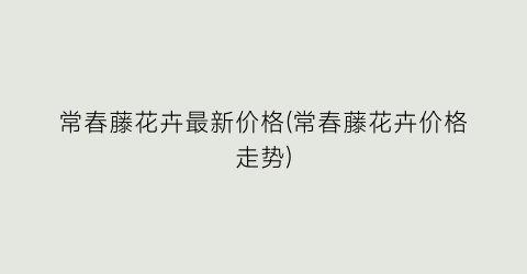 常春藤花卉最新价格(常春藤花卉价格走势)