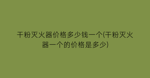 “干粉灭火器价格多少钱一个(干粉灭火器一个的价格是多少)