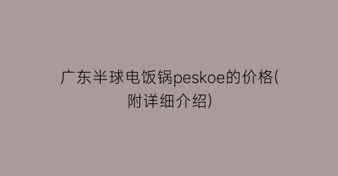 广东半球电饭锅peskoe的价格(附详细介绍)