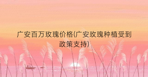 广安百万玫瑰价格(广安玫瑰种植受到政策支持)
