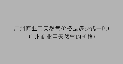 广州商业用天然气价格是多少钱一吨(广州商业用天然气的价格)