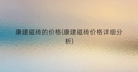 康建磁砖的价格(康建磁砖价格详细分析)