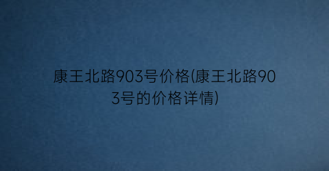 康王北路903号价格(康王北路903号的价格详情)