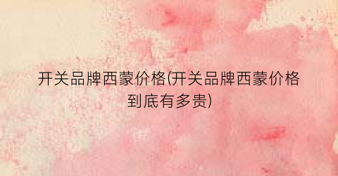 开关品牌西蒙价格(开关品牌西蒙价格到底有多贵)