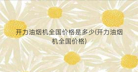 开力油烟机全国价格是多少(开力油烟机全国价格)