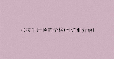 张拉千斤顶的价格(附详细介绍)