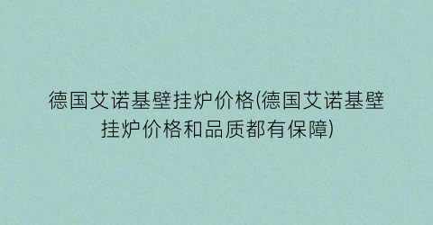 德国艾诺基壁挂炉价格(德国艾诺基壁挂炉价格和品质都有保障)
