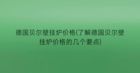 德国贝尔壁挂炉价格(了解德国贝尔壁挂炉价格的几个要点)