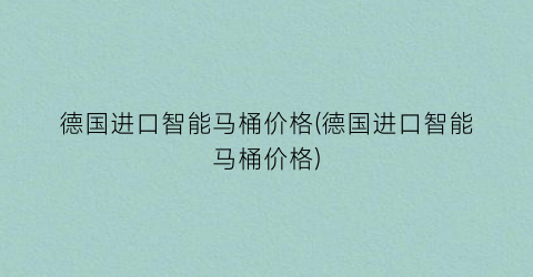 德国进口智能马桶价格(德国进口智能马桶价格)