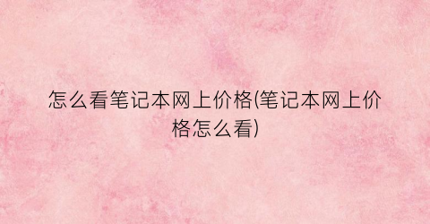 怎么看笔记本网上价格(笔记本网上价格怎么看)